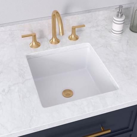 Destin White Square Porcelain Undermount Bathroom Sink