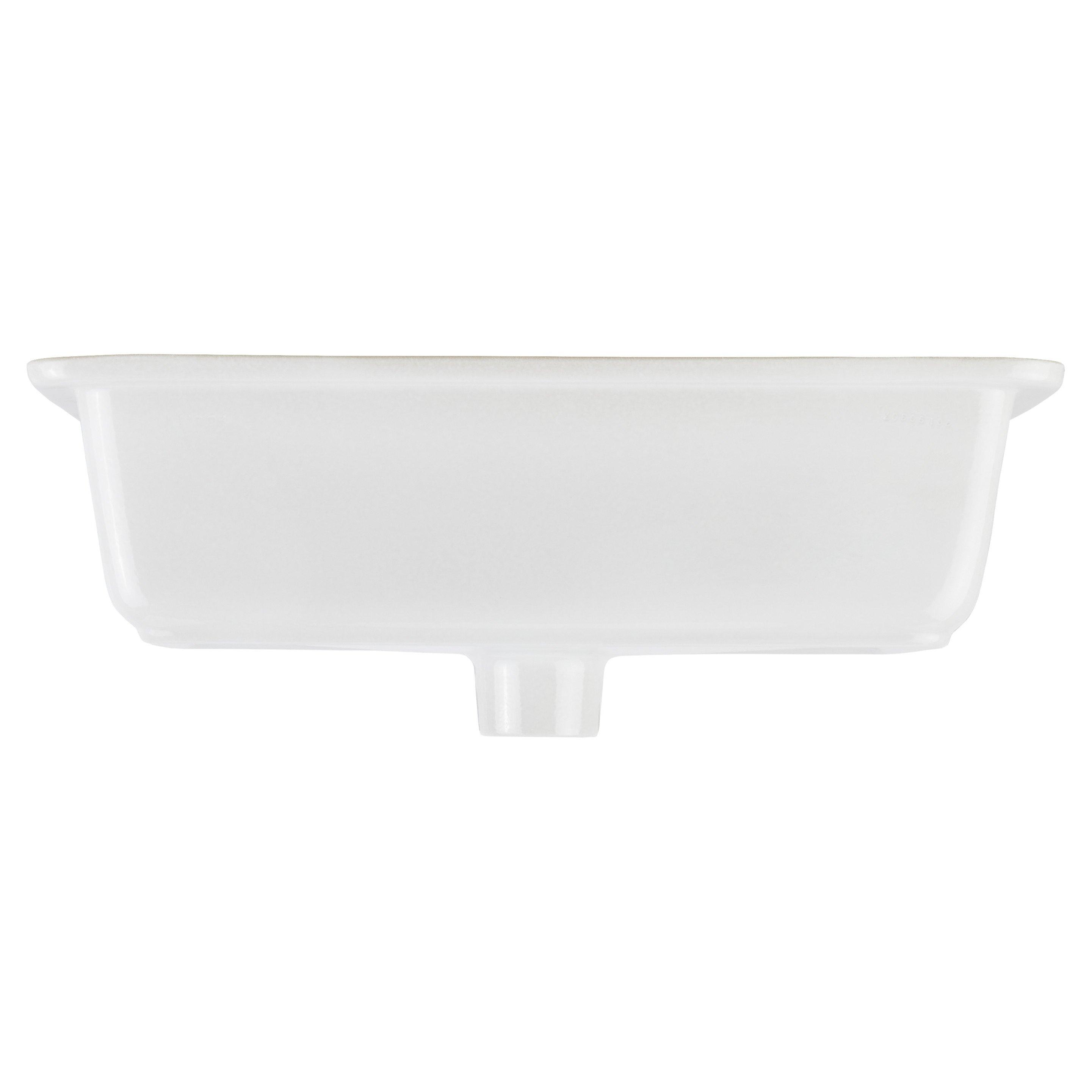 Destin White Square Porcelain Undermount Bathroom Sink