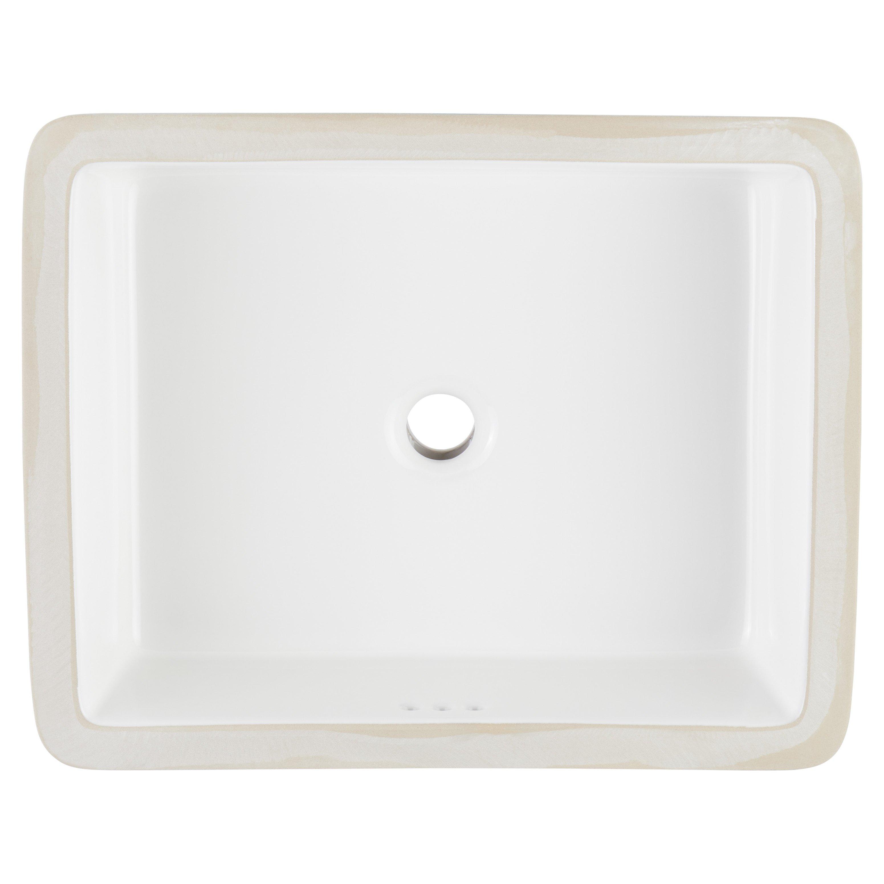 Sh in Destin Rectangular Porcelain Undermount Bathroom Sink White