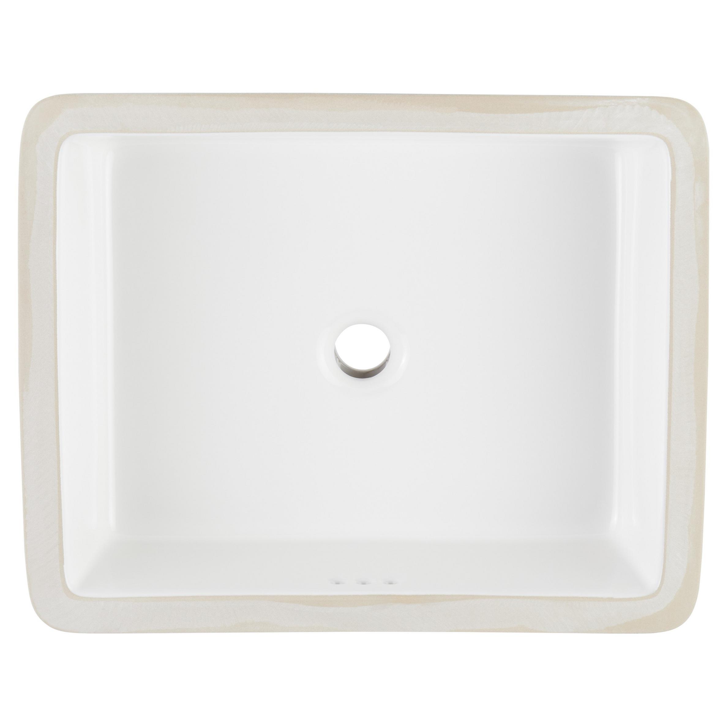 Destin Rectangular Porcelain Undermount Bathroom Sink White Glazed Underside Signature Hardware