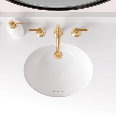 15" Mangrove White Oval Porcelain Undermount Bathroom Sink