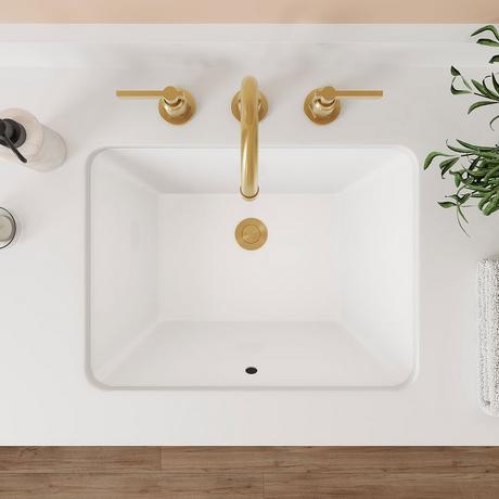 Carraway White Rectangular Porcelain Undermount Bathroom Sink