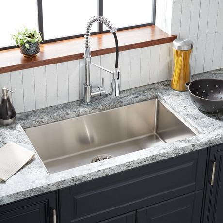 Signature Hardware 447789 Calverton 30 Drop in or Undermount Single Basin Stainless Steel Kitchen Sink