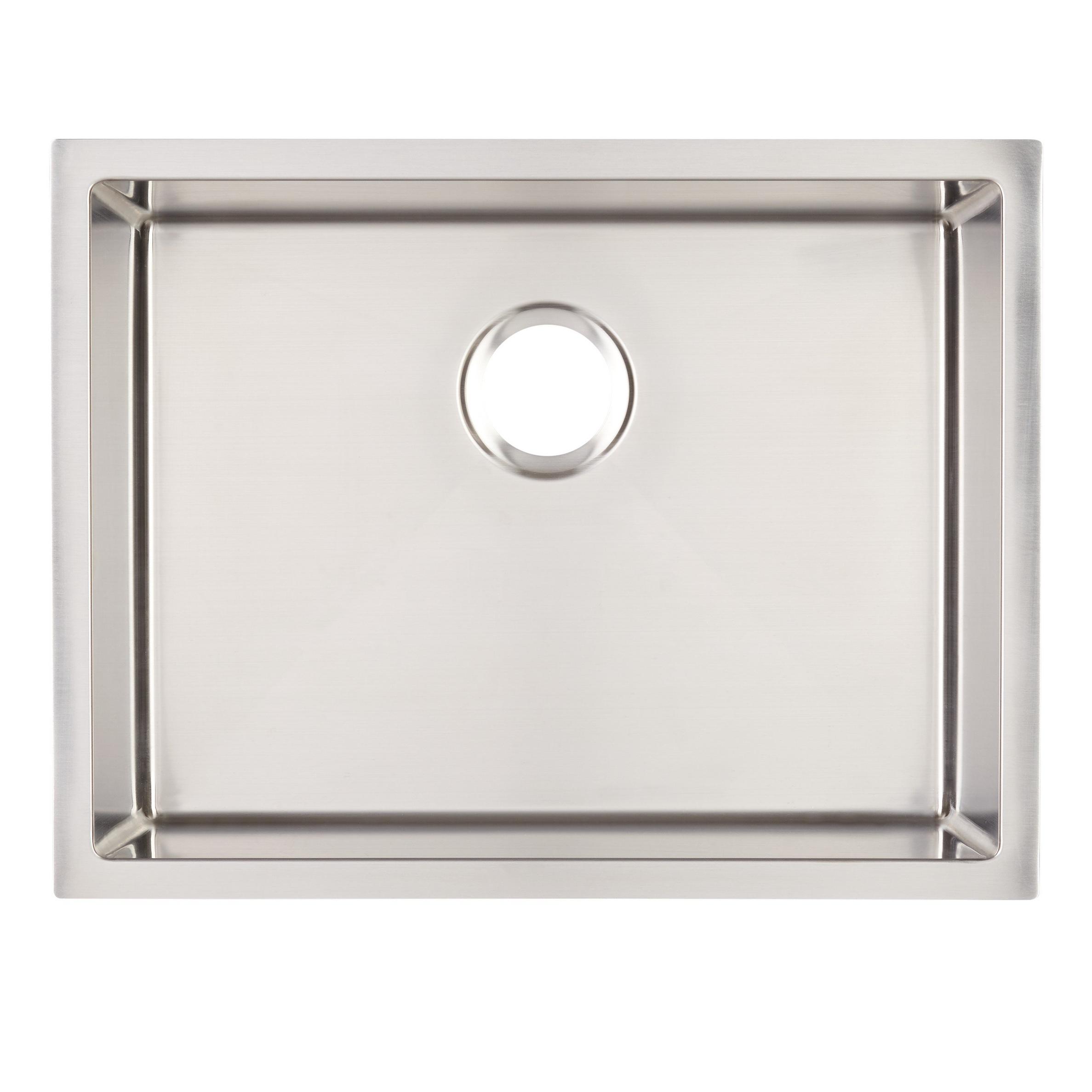 24" Ortega Stainless Steel Undermount Kitchen Sink Rear Drain