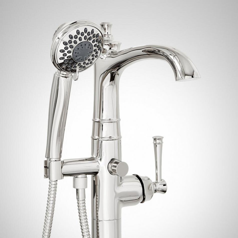 Beasley Freestanding Tub Faucet with Hand Shower and Rough-In Valve with Stops - Chrome, , large image number 1