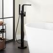 Hibiscus Freestanding Tub Faucet with Hand Shower and Rough-In Valve with Stops - Matte Black, , large image number 0