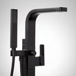 Hibiscus Freestanding Tub Faucet with Hand Shower and Rough-In Valve with Stops - Matte Black, , large image number 1