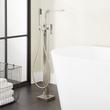 Hibiscus Freestanding Tub Faucet with Hand Shower and Rough-In Valve with Stops - Brushed Nickel, , large image number 0
