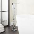 Hibiscus Freestanding Tub Faucet with Hand Shower and Rough-In Valve with Stops - Chrome, , large image number 0