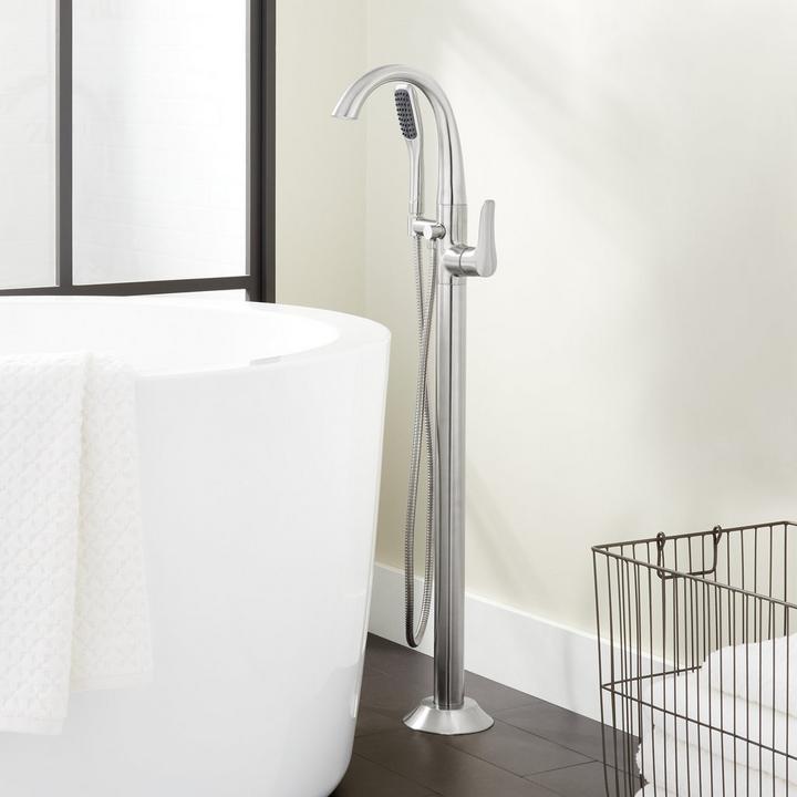 Provincetown Freestanding Tub Faucet with Hand Shower in Brushed Nickel