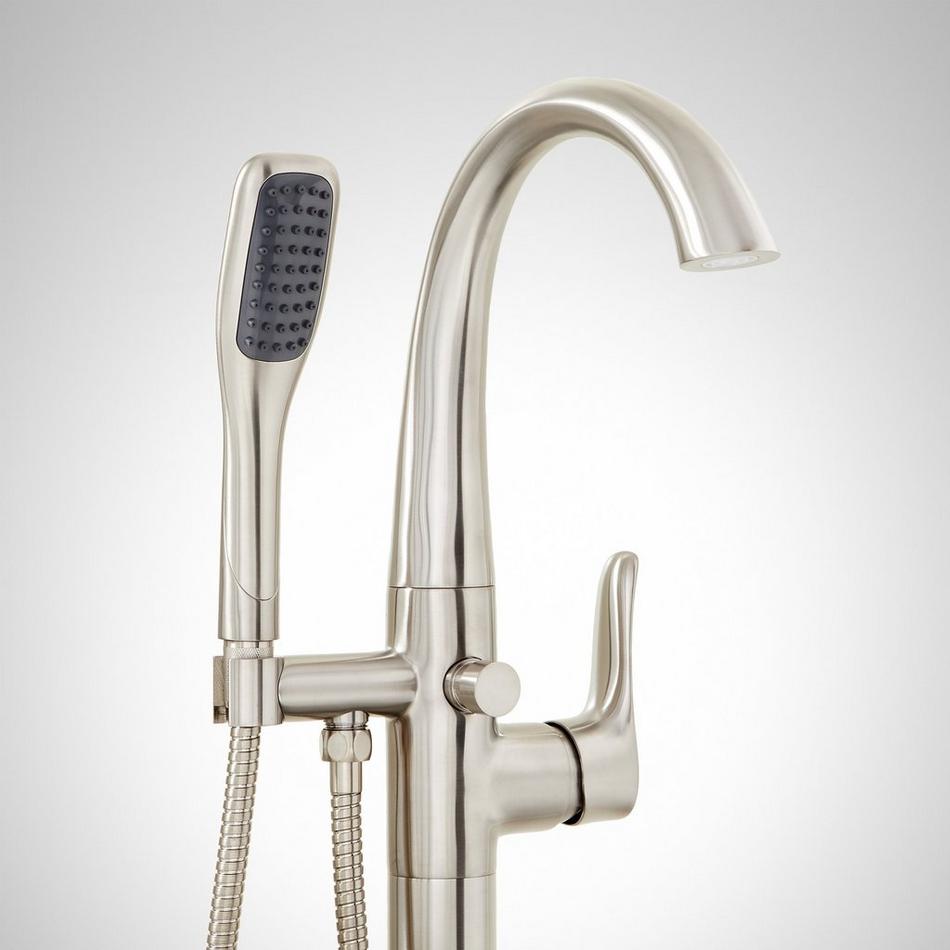 Provincetown Freestanding Tub Faucet with Hand Shower and Rough-In Valve Less Stops - Brushed Nickel, , large image number 1