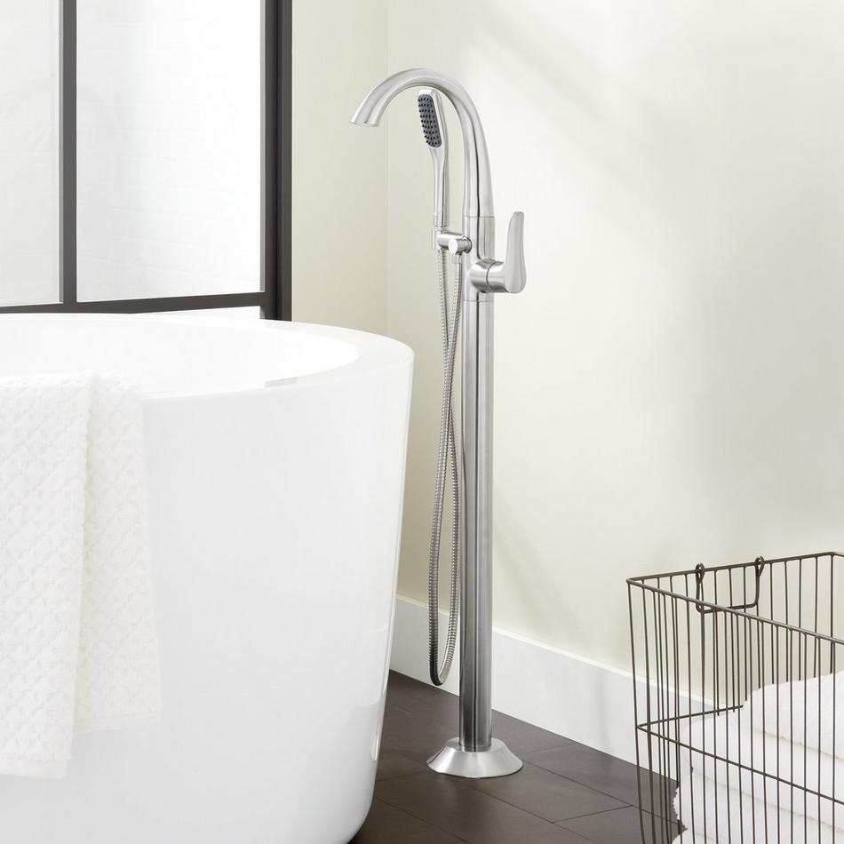 Provincetown Freestanding Tub Faucet with Hand Shower and Rough-In Valve with Stops - Chrome, , large image number 0