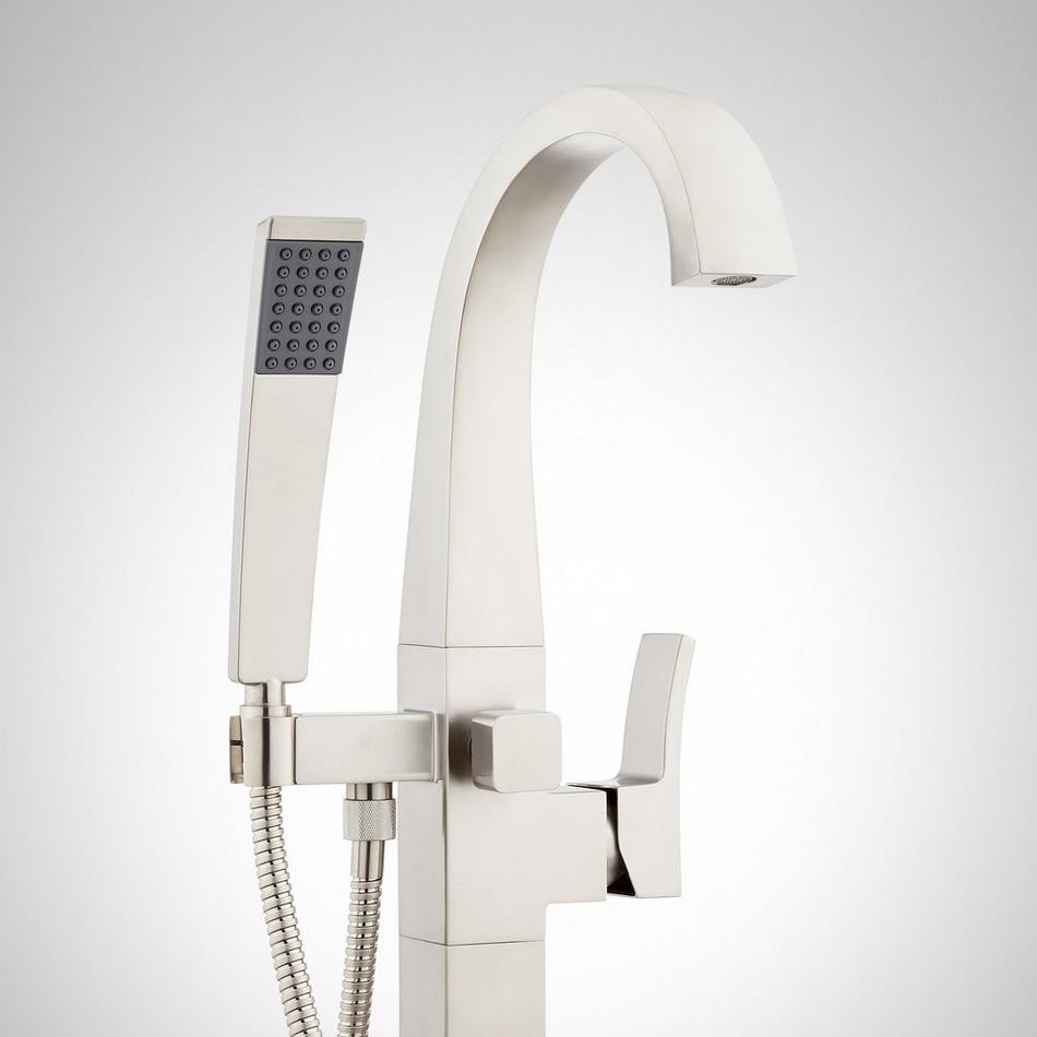 Vilamonte Freestanding Tub Faucet with Hand Shower and Rough-In Valve Less Stops - Brushed Nickel, , large image number 1