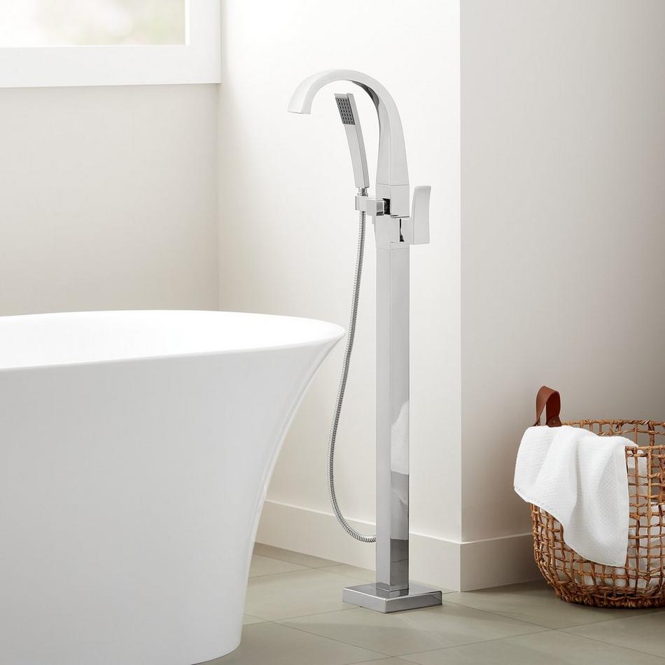 Vilamonte Freestanding Tub Faucet with Hand Shower and Rough-In Valve with Stops - Chrome, , large image number 0