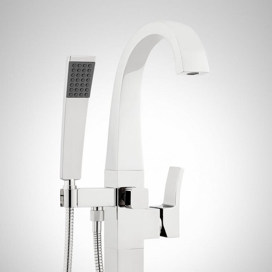 Vilamonte Freestanding Tub Faucet with Hand Shower and Rough-In Valve with Stops - Chrome, , large image number 1