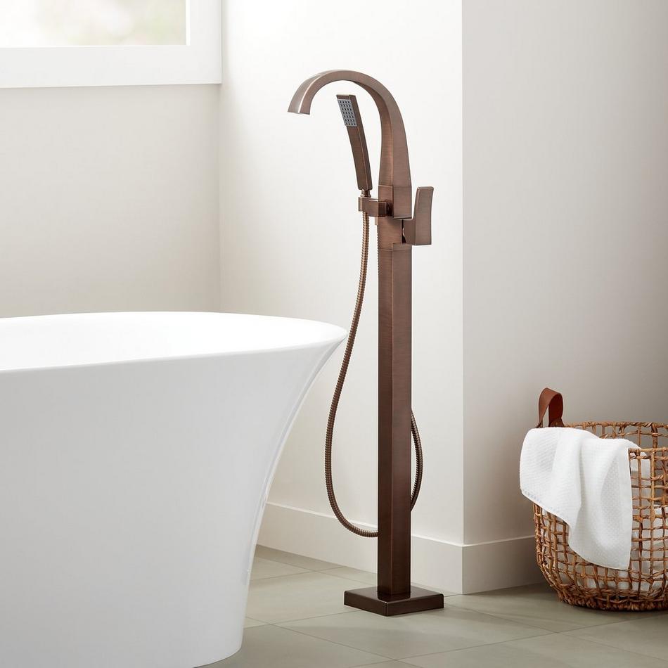 Vilamonte Freestanding Tub Faucet with Hand Shower and Rough-In Valve with Stops - Oil Rubbed Bronze, , large image number 0