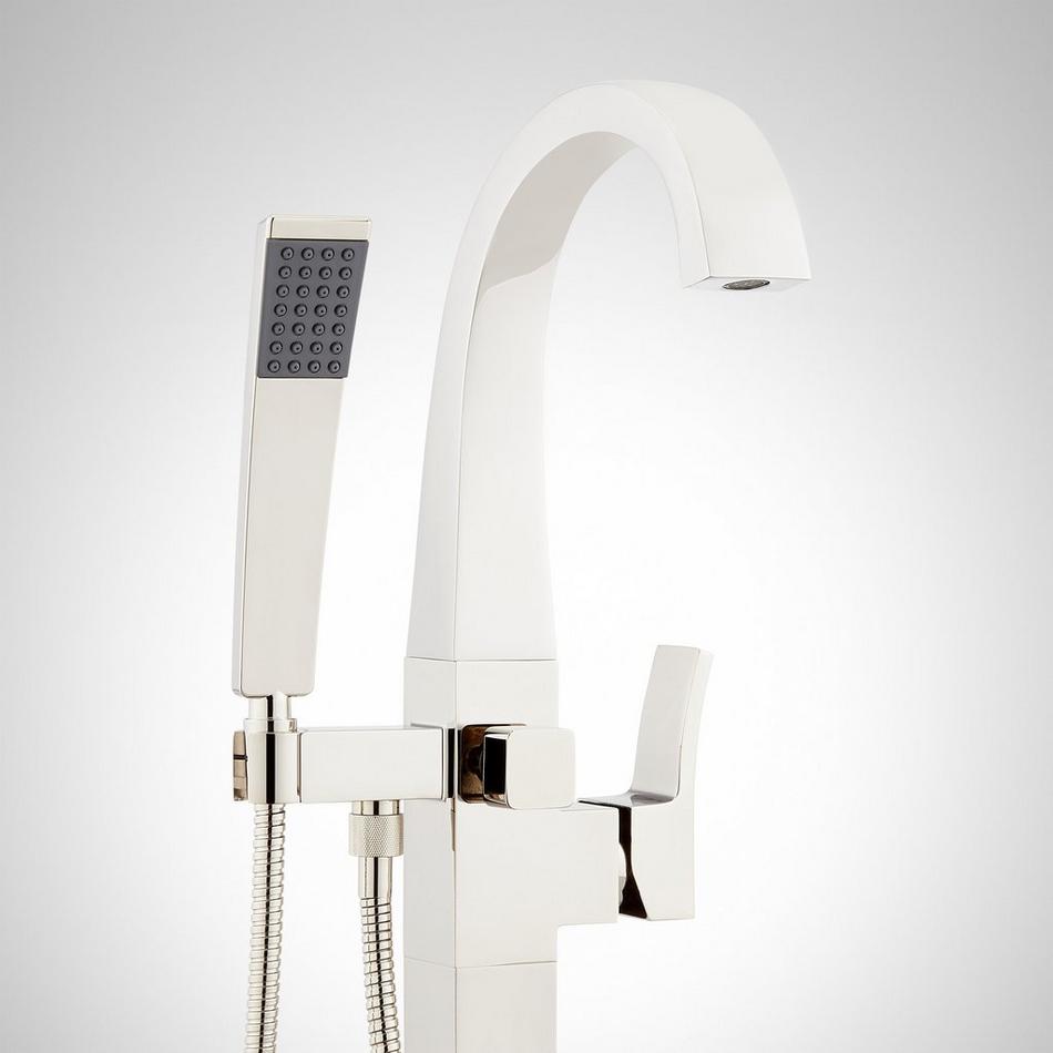 Vilamonte Freestanding Tub Faucet with Hand Shower and Rough-In Valve with Stops - Polished Nickel, , large image number 1