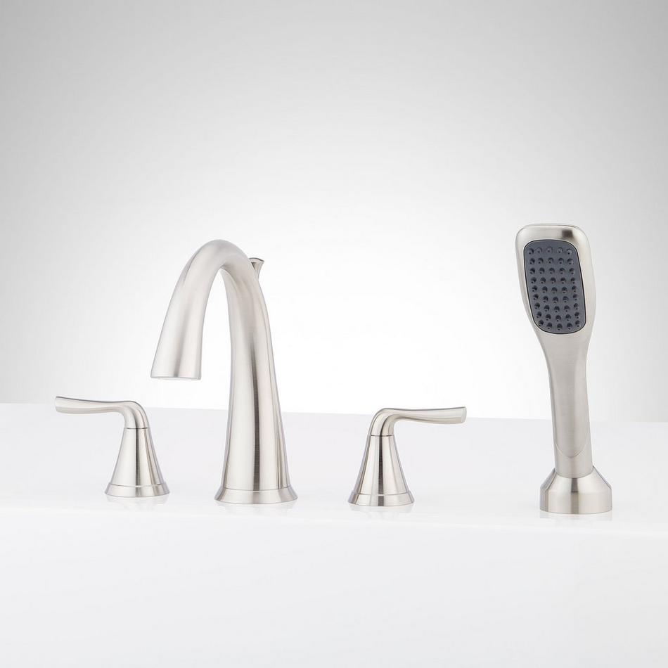 Provincetown 4-Hole Roman Tub Faucet and Hand Shower with Rough-In Valve - Brushed Nickel, , large image number 0