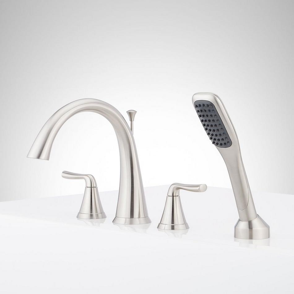 Provincetown 4-Hole Roman Tub Faucet and Hand Shower with Rough-In Valve - Brushed Nickel, , large image number 1
