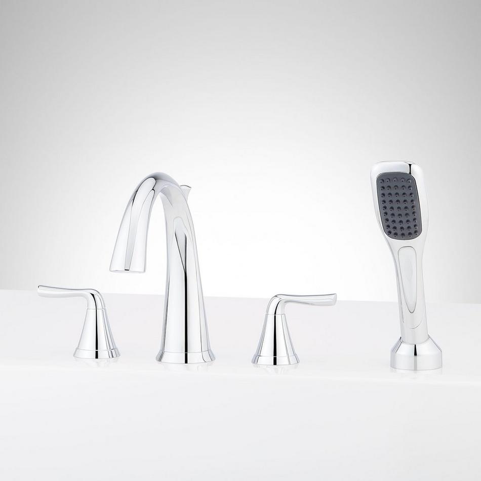 Provincetown 4-Hole Roman Tub Faucet and Hand Shower with Rough-In Valve - Chrome, , large image number 0