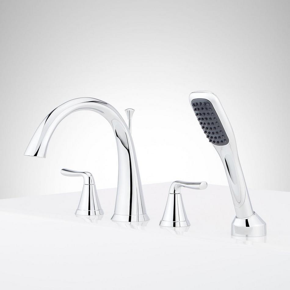 Provincetown 4-Hole Roman Tub Faucet and Hand Shower with Rough-In Valve - Chrome, , large image number 1