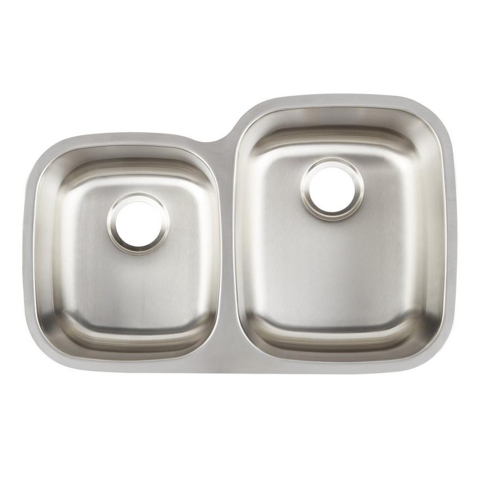 32" Calverton Offset Double-Bowl Stainless Steel Undermount Sink - Large Bowl Right, , large image number 4