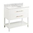 36" Robertson Vanity Cabinet Bright White - Carrara Marble - 8" Drillings - Oval Undermount Sink, , large image number 1