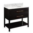 36" Robertson Vanity Cabinet - Black - Carrara Marble - 8" Drillings - Oval Undermount Sink, , large image number 1