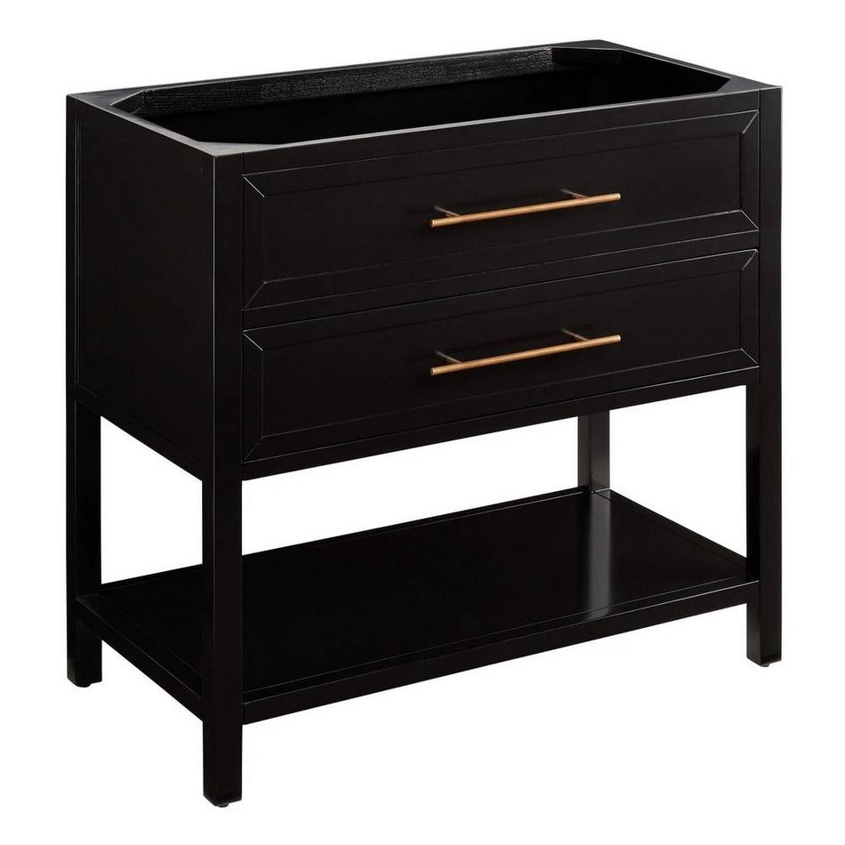 36" Robertson Console Vanity - Black - with Rect Undermount Sink - Carrara Marble No Faucet Holes, , large image number 1