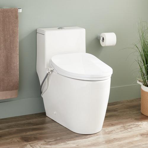 Sitka One-Piece Elongated Skirted Toilet with Aldridge Bidet Seat - White
