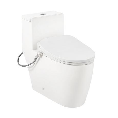 Sitka One-Piece Elongated Skirted Toilet with Aldridge Bidet Seat - White