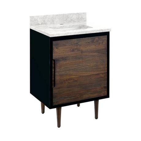 24" Bivins Teak Bathroom Vanity for Rectangular Undermount Sink - Java/Black