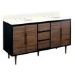 60" Bivins Teak Double Bathroom Vanity - Java/Black - Arctic White Quartz - 8" - Oval Sinks, , large image number 0