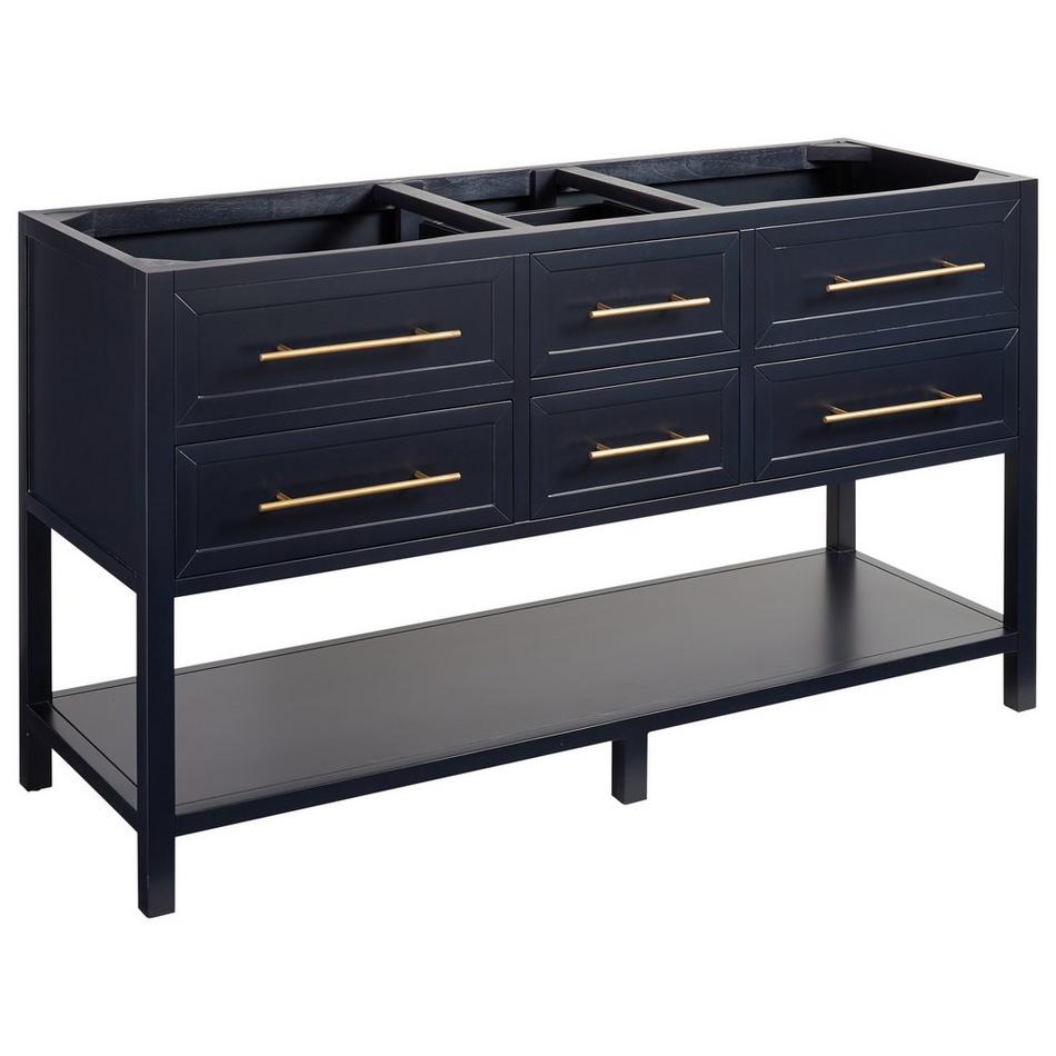 60" Robertson Mahogany Console Double Vanity for Rectangular Undermount Sinks - Midnight Navy Blue, , large image number 3