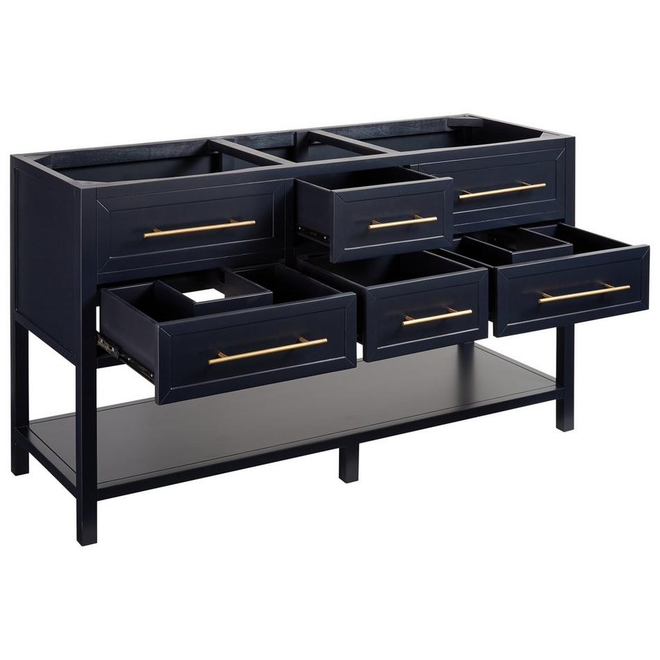 60" Robertson Mahogany Console Double Vanity for Rectangular Undermount Sinks - Midnight Navy Blue, , large image number 4