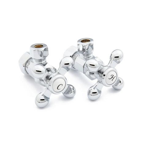 Hot & Cold Metal Cross Handles Angle Stop - 5/8" OD x 3/8" OD