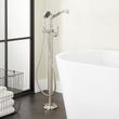 Pendleton Freestanding Tub Faucet with Hand Shower and Rough-In Valve Less Stops - Brushed Nickel, , large image number 0