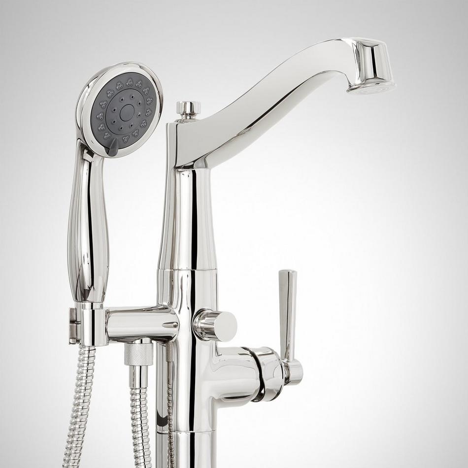 Pendleton Freestanding Tub Faucet with Hand Shower and Rough-In Valve Less Stops - Chrome, , large image number 1
