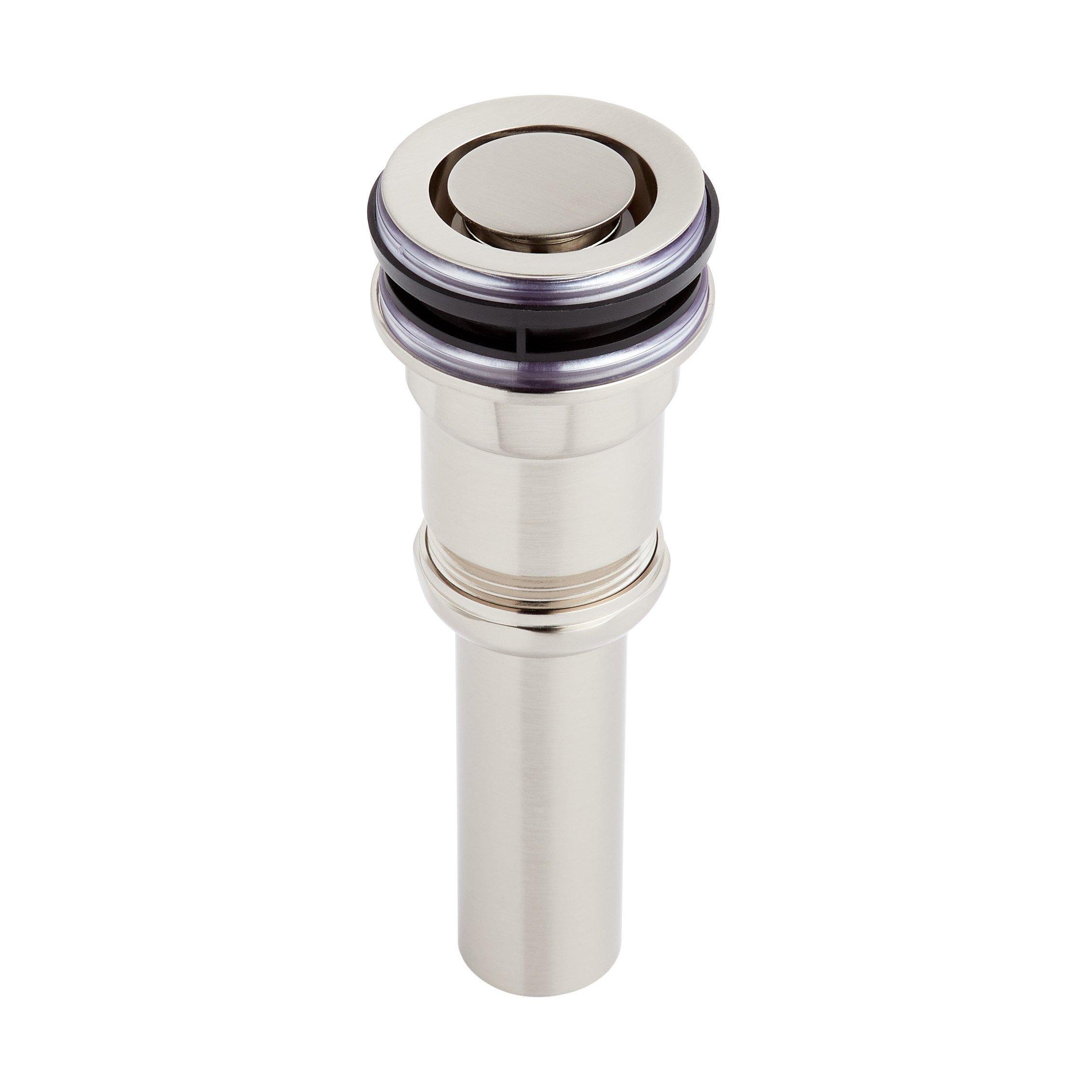 Brushed Nickel Bathroom Sink Pop Up Drain With Overflow - Vessel Basin Stopper