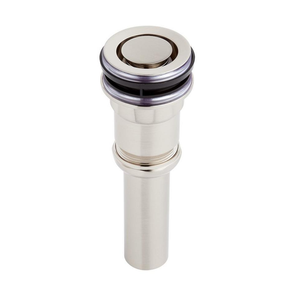 Brushed Nickel Bathroom Sink Pop Up Drain With Overflow - Vessel Basin Stopper