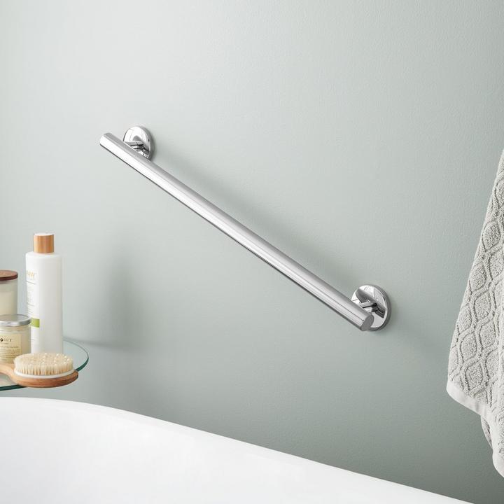 Contemporary Grab Bar in Chrome for ADA compliant bathroom