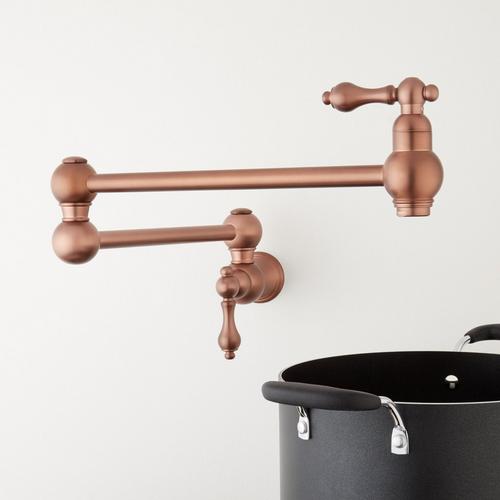 Vivan Retractable Wall-Mount Pot Filler Faucet in Antique Copper