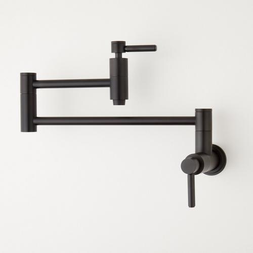 Contemporary Wall-Mount Pot Filler Faucet in Matte Black