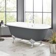 66" Sanford Cast Iron Clawfoot Tub - Chrome Imperial Feet - 7" Rim Holes- Dark Gray - No Drain, , large image number 0