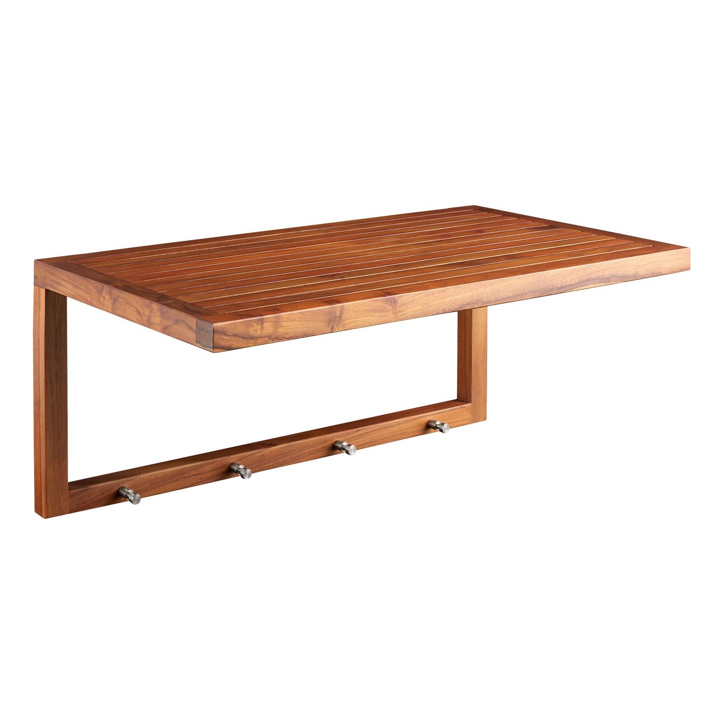 Kirana Teak Towel Rack with Hooks Signature Hardware