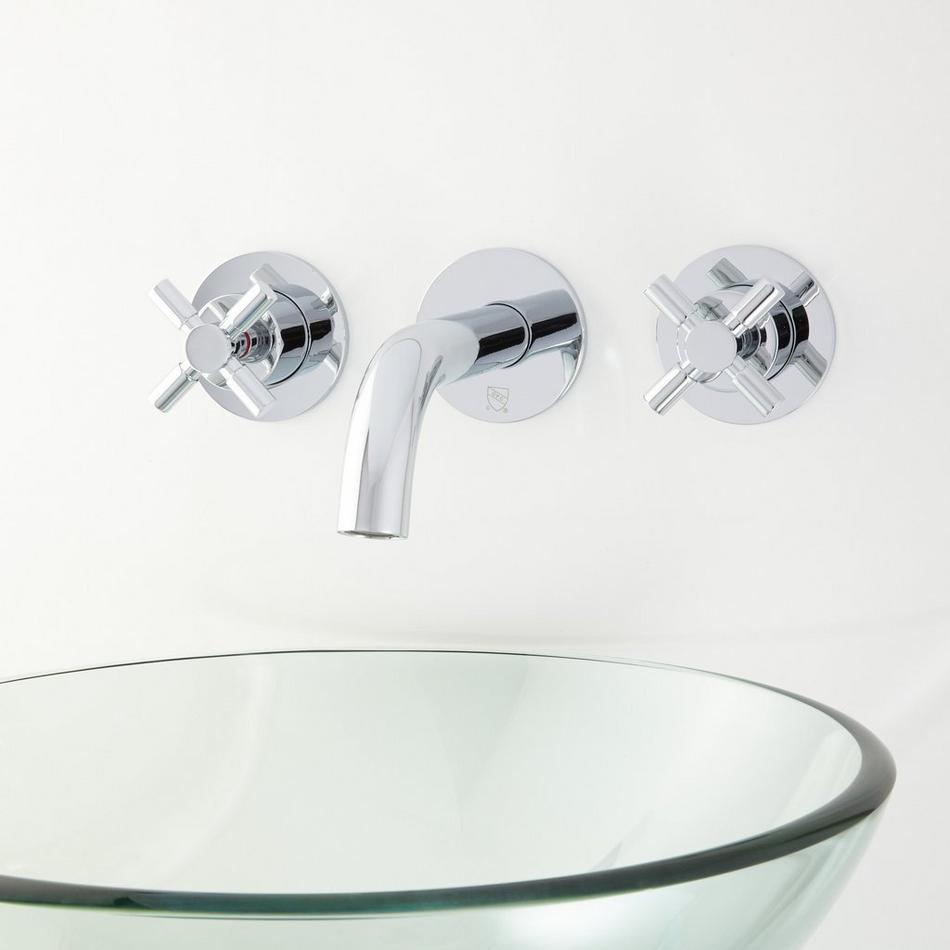 Rotunda Wall-Mount Bathroom Faucet with Cross Handles - Chrome, , large image number 0