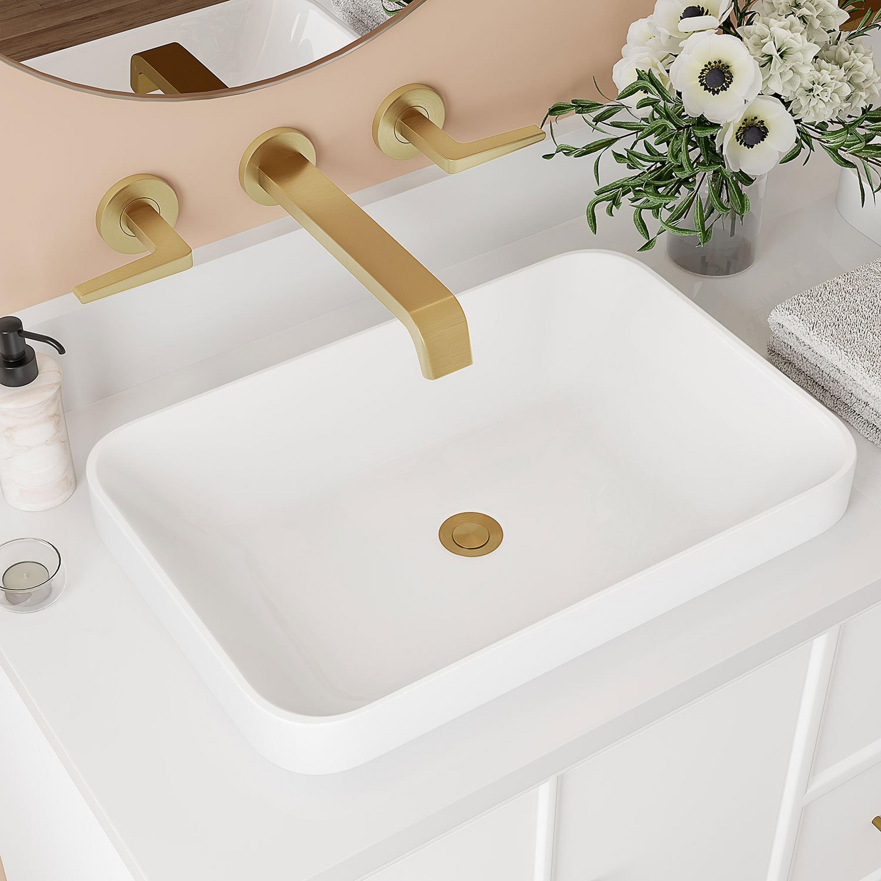 Rectangle A Resser Resser Solid Surface Rectangular Semi-Recessed Sink - White | Signature ...