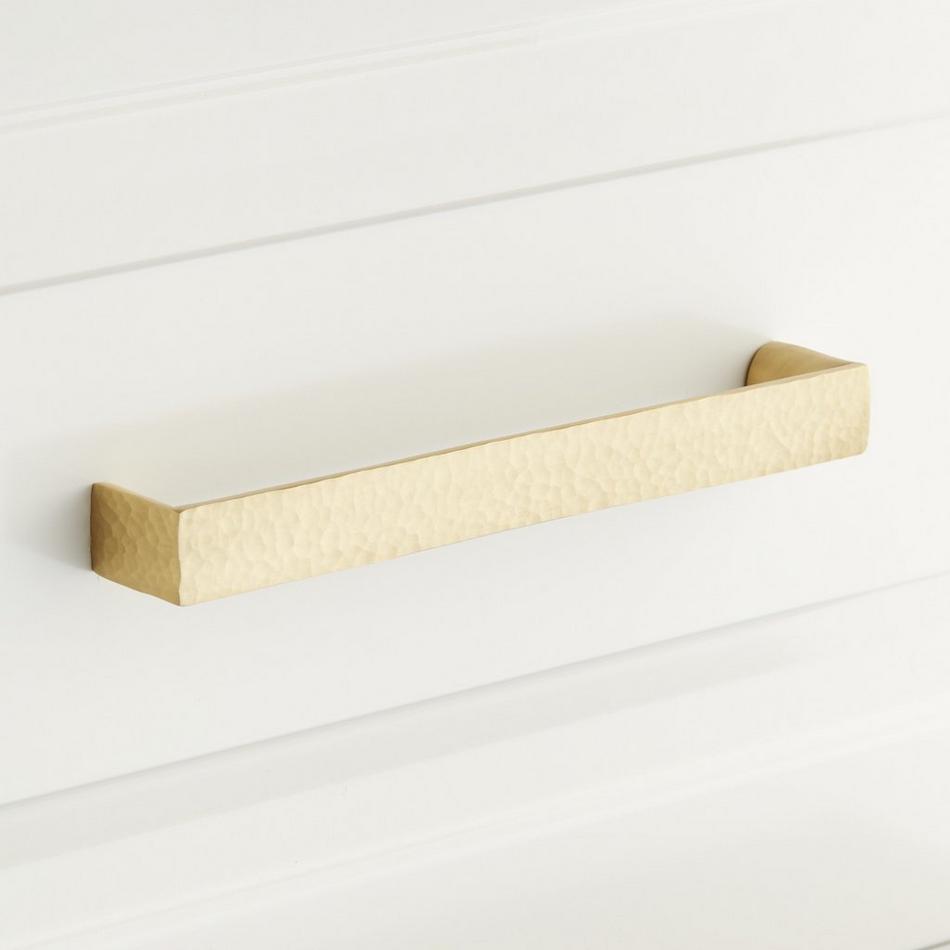 6" Grohl Hammered Brass Cabinet Pull - Satin Brass, , large image number 0