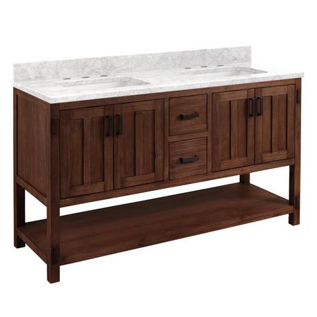 60" Morris Console Double Vanity for Rectangular Undermount Sinks