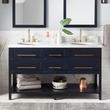 60" Robertson Mahogany Console Double Vanity - Midnight NavBlue- UM Sink - Carrara Top - 8" Faucet H, , large image number 0